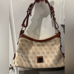 Dooney & Bourke Cream and Brown Hobo Bag